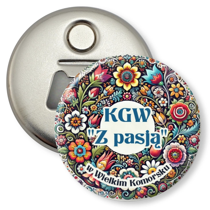 przypinka otwieracz-magnes KGW Z Pasją w Wielkim Komorsku