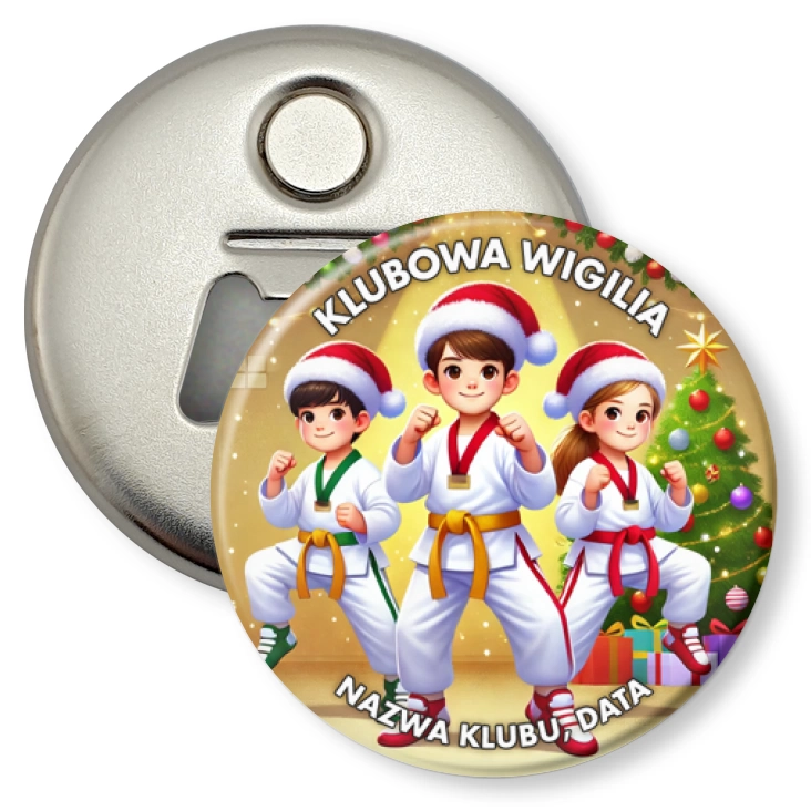 przypinka otwieracz-magnes Klubowa wigilia taekwondo