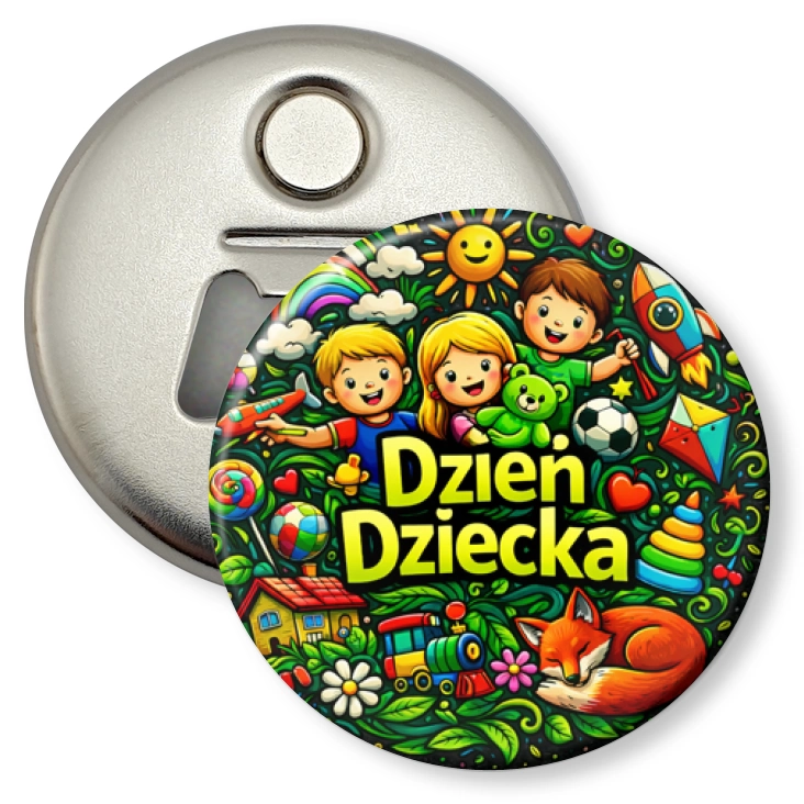 przypinka otwieracz-magnes Kolorowy Dzień Dziecka