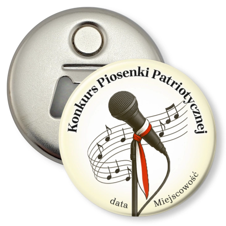 przypinka otwieracz-magnes Konkurs piosenki patriotycznej mikrofon