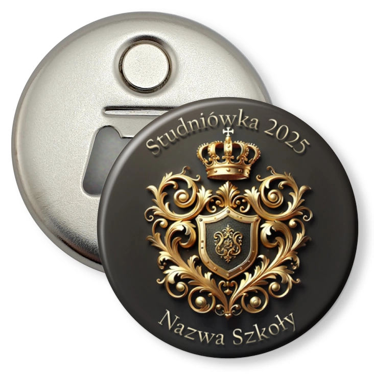 przypinka otwieracz-magnes Królewska Studniówka