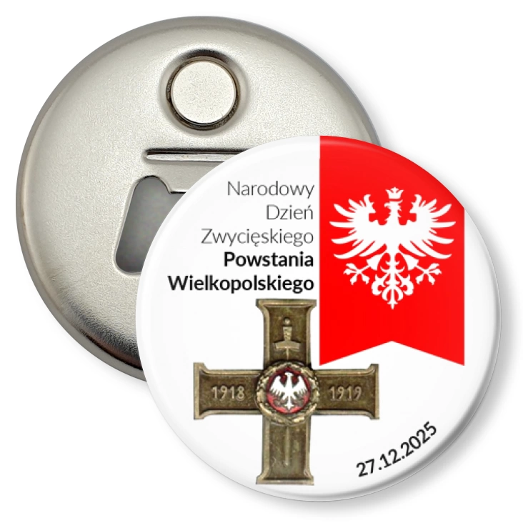 przypinka otwieracz-magnes Krzyż Powstania Wielkopolskiego