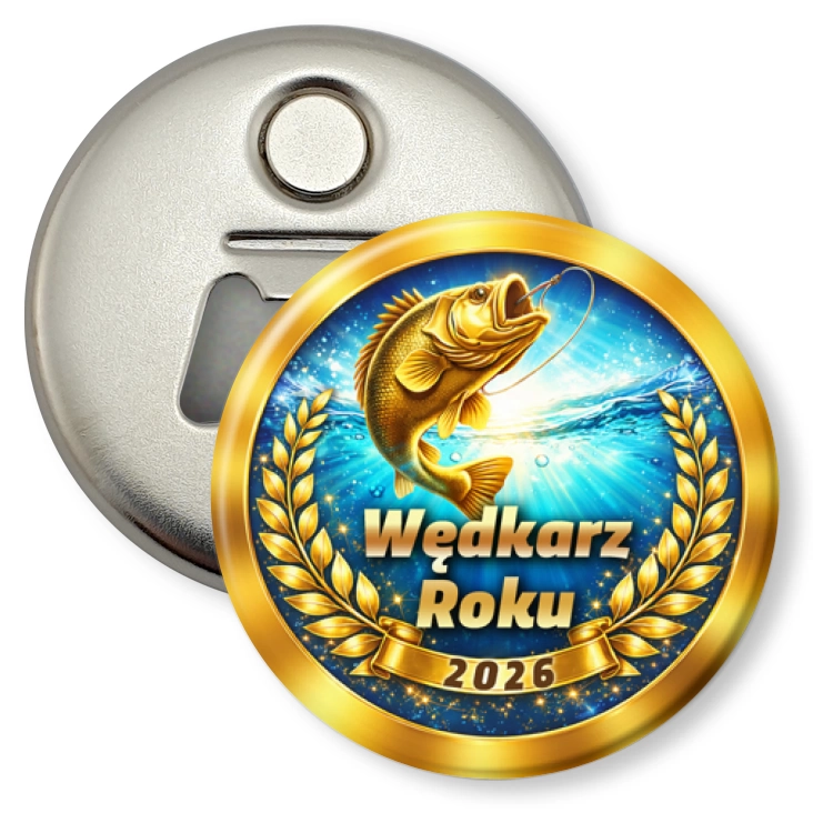 przypinka otwieracz-magnes Laur Wędkarz Roku