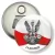 Przypinka otwieracz-magnes Logo AK na tle flagi Polski