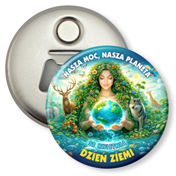 przypinka otwieracz-magnes Matka Ziemia Dzień Ziemi 22 kwietnia