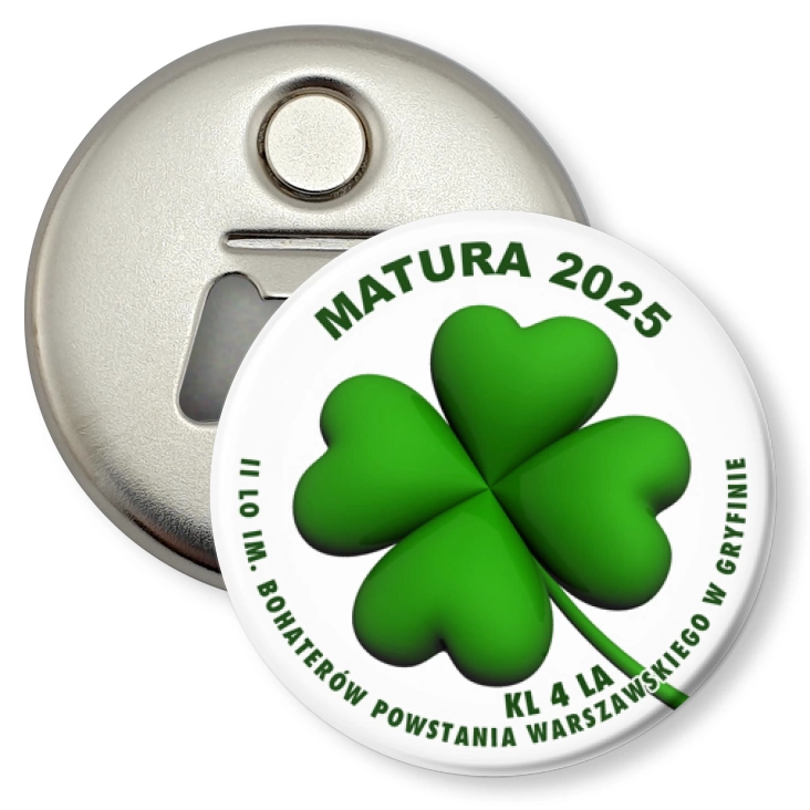 przypinka otwieracz-magnes Matura 2025 II LO w Gryfinie