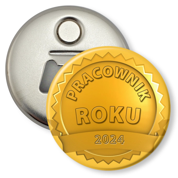 przypinka otwieracz-magnes Medal pracownik roku