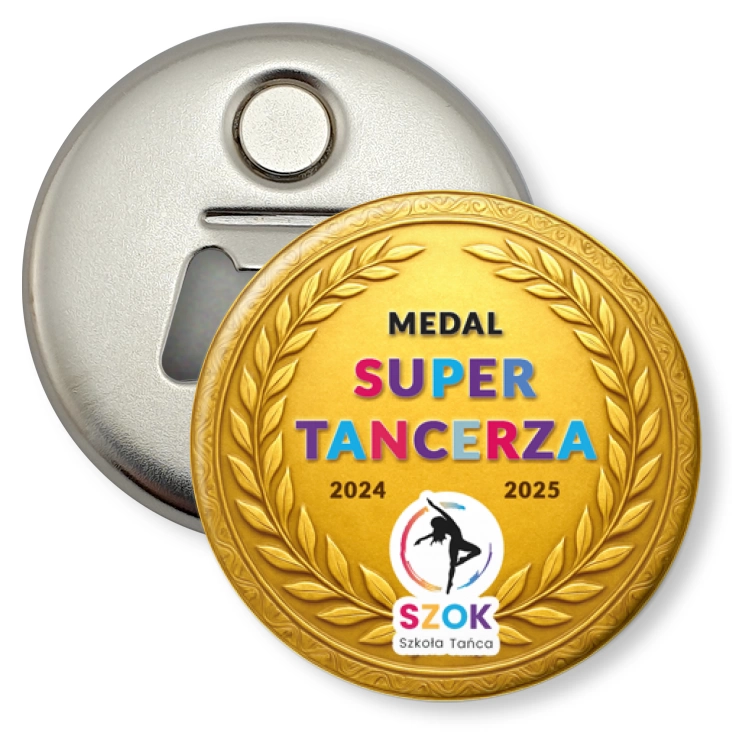 przypinka otwieracz-magnes Medal Super Tancerza Szkoła Tańca Szok