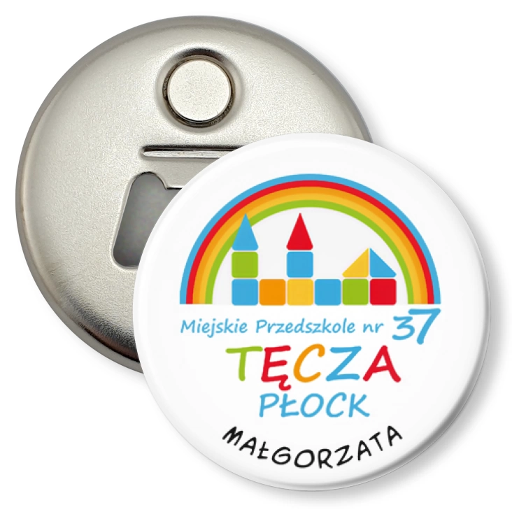 przypinka otwieracz-magnes Miejskie Przedszkole nr 37 Tęcza w Płocku
