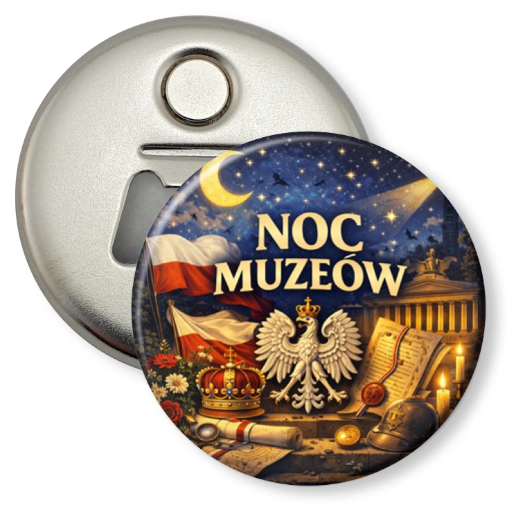 przypinka otwieracz-magnes Noc Muzeów - symbole narodowe