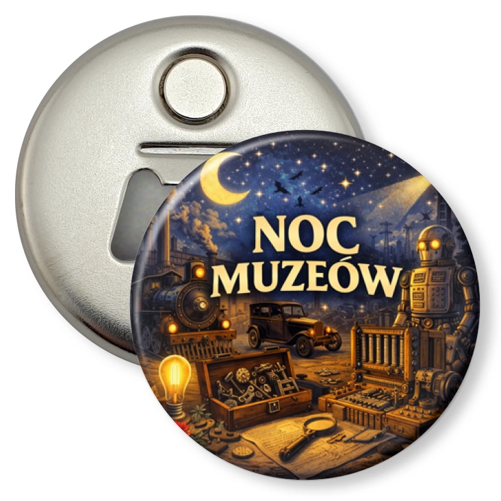 przypinka otwieracz-magnes Noc Muzeów - technika i przemysł