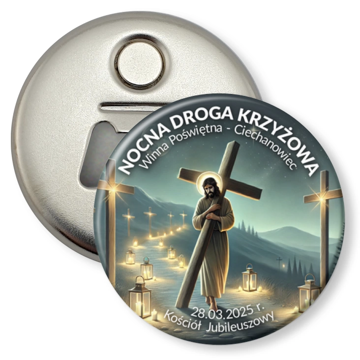 przypinka otwieracz-magnes Nocna Droga Krzyżowa
