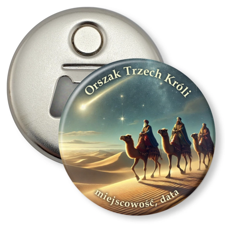 przypinka otwieracz-magnes Orszak Trzech Króli na pystyni
