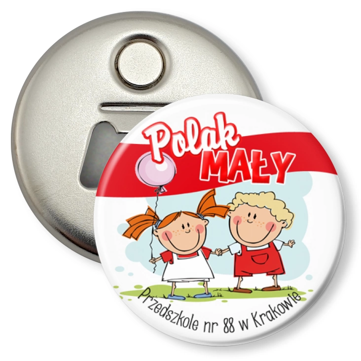 przypinka otwieracz-magnes Polak Mały Przedszkole nr 88 w Krakowie