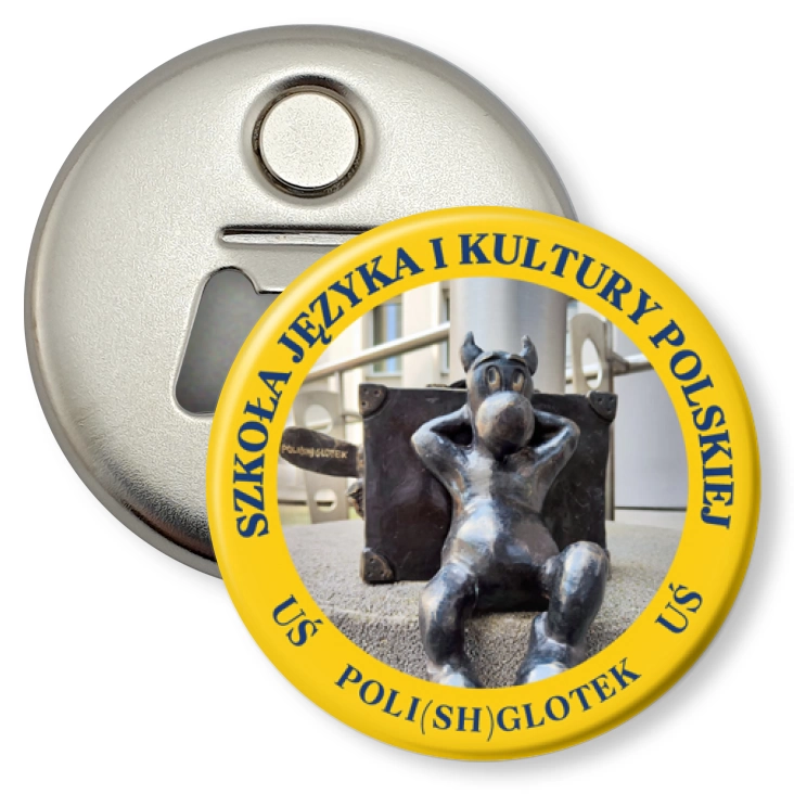 przypinka otwieracz-magnes Polishglotek