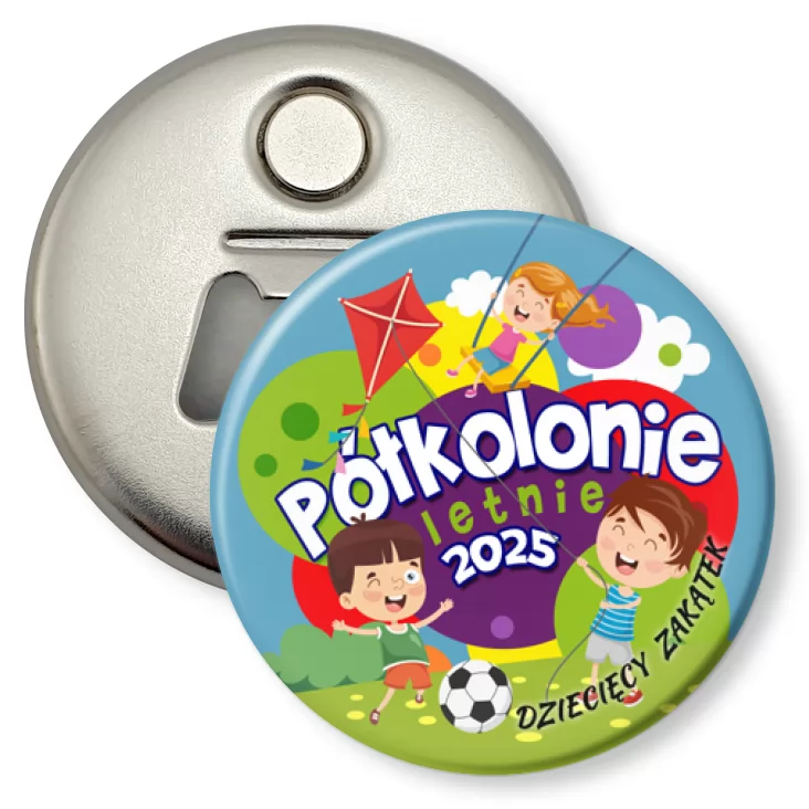 przypinka otwieracz-magnes Półkolonie Dziecięcy Zakątek