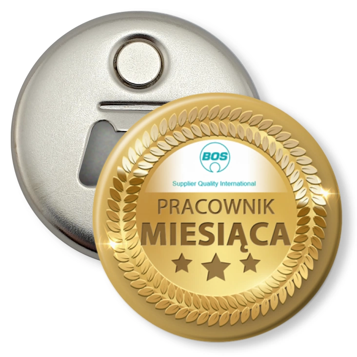przypinka otwieracz-magnes Pracownik miesiąca Bos