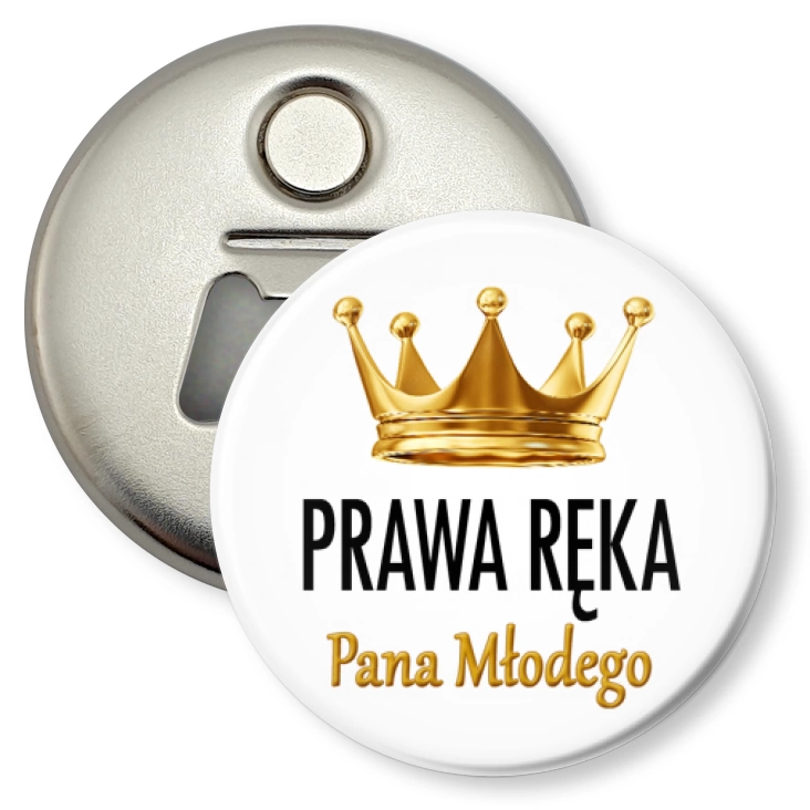 przypinka otwieracz-magnes Prawa ręka Pana Młodego