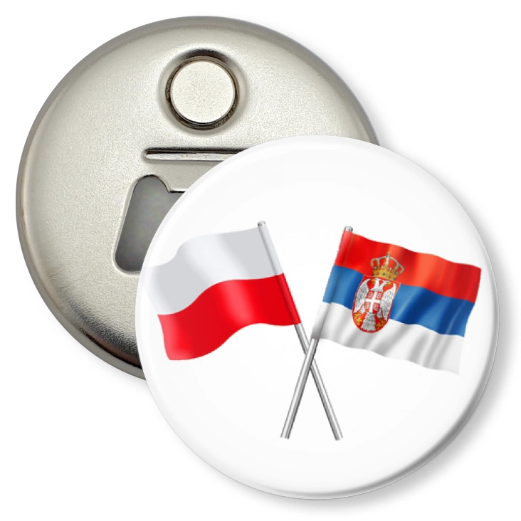 przypinka otwieracz-magnes Przyjaźń polsko-serbska