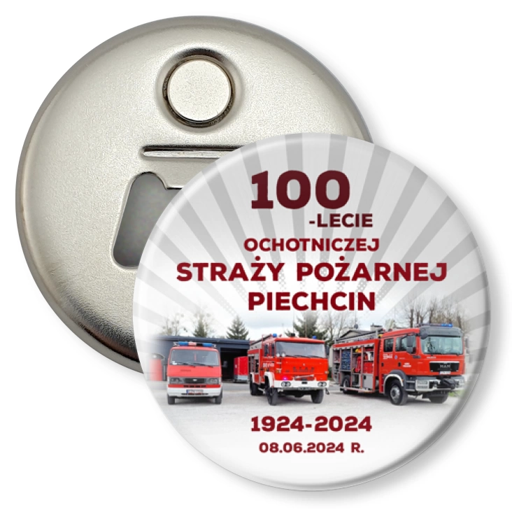przypinka otwieracz-magnes 100-lecie OSP Piechcin