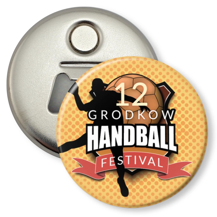 przypinka otwieracz-magnes 12 Grodków Handball Festival
