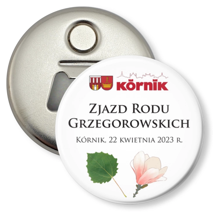 przypinka otwieracz-magnes Zjazd Rodu Grzegorowskich Kórnik 2023