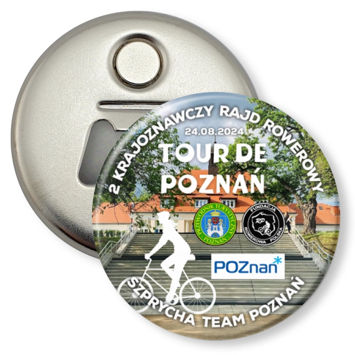 przypinka otwieracz-magnes 2 Krajoznawczy Rajd Rowerowy Tour de Poznań 2024