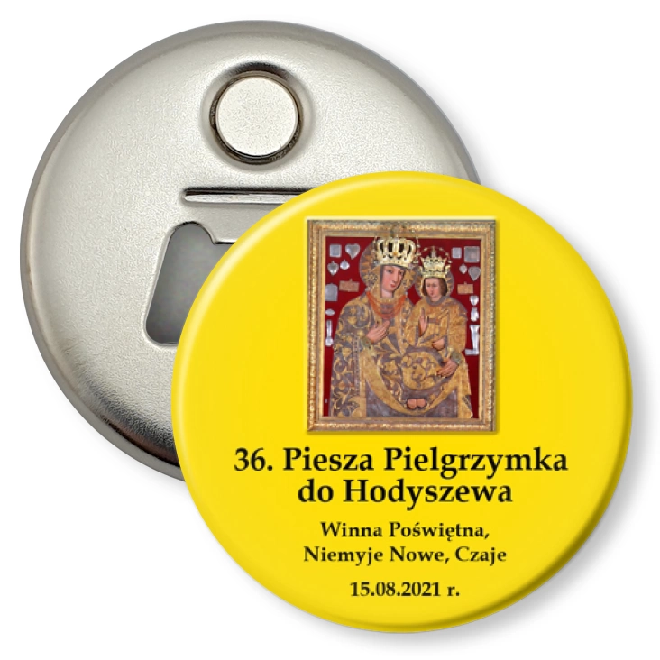 przypinka otwieracz-magnes 36. Piesza Pielgrzymka do Hodyszewa