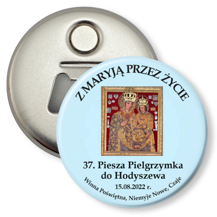 przypinka otwieracz-magnes 37. Piesza Pielgrzymka do Hodyszewa