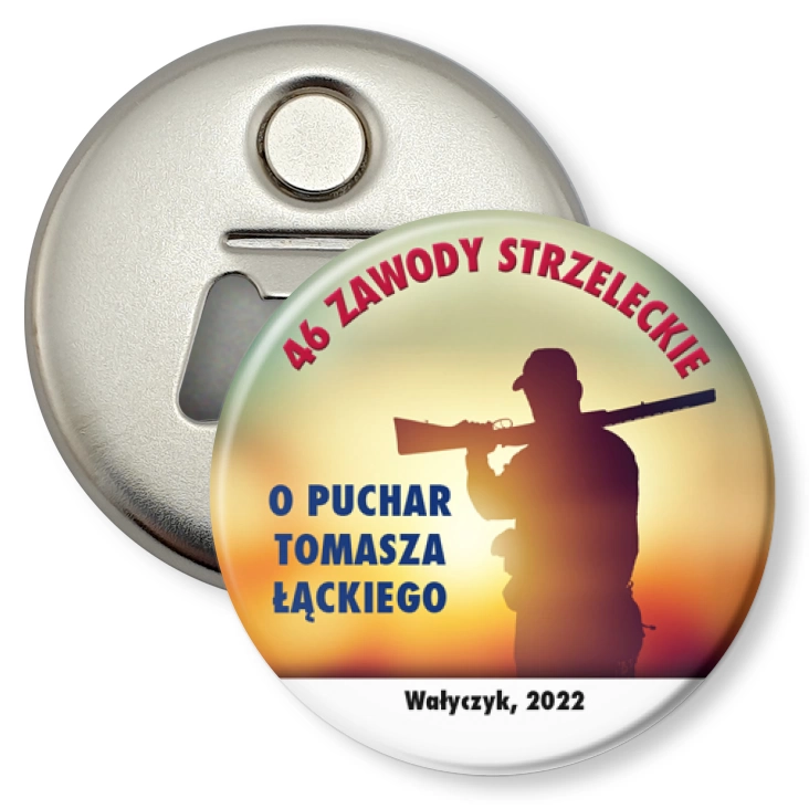 przypinka otwieracz-magnes 46 Zawody Strzeleckie o Puchar Tomasza Łąckiego