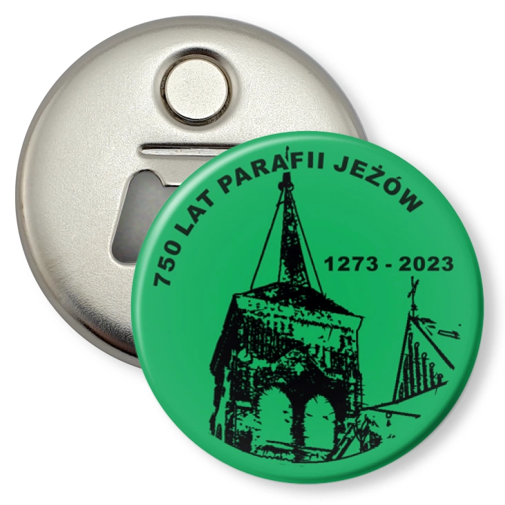 przypinka otwieracz-magnes 750 lat parafii Jeżów