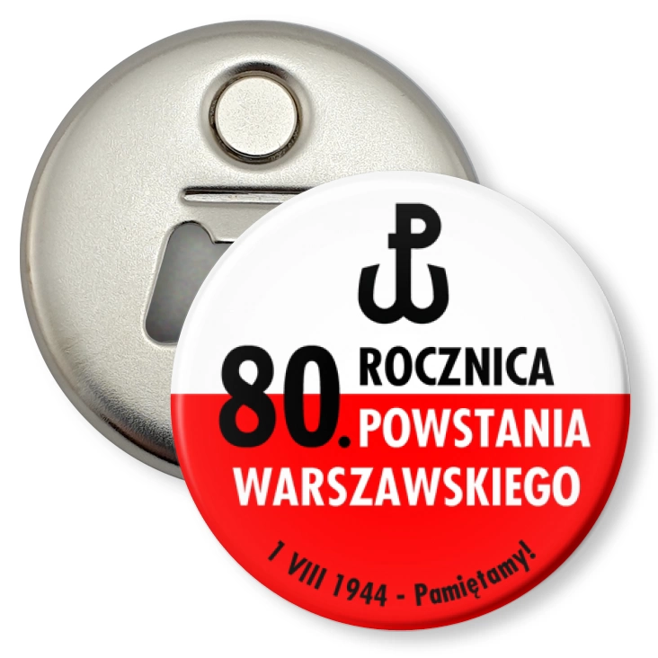 przypinka otwieracz-magnes 80. rocznica Powstania Warszawskiego