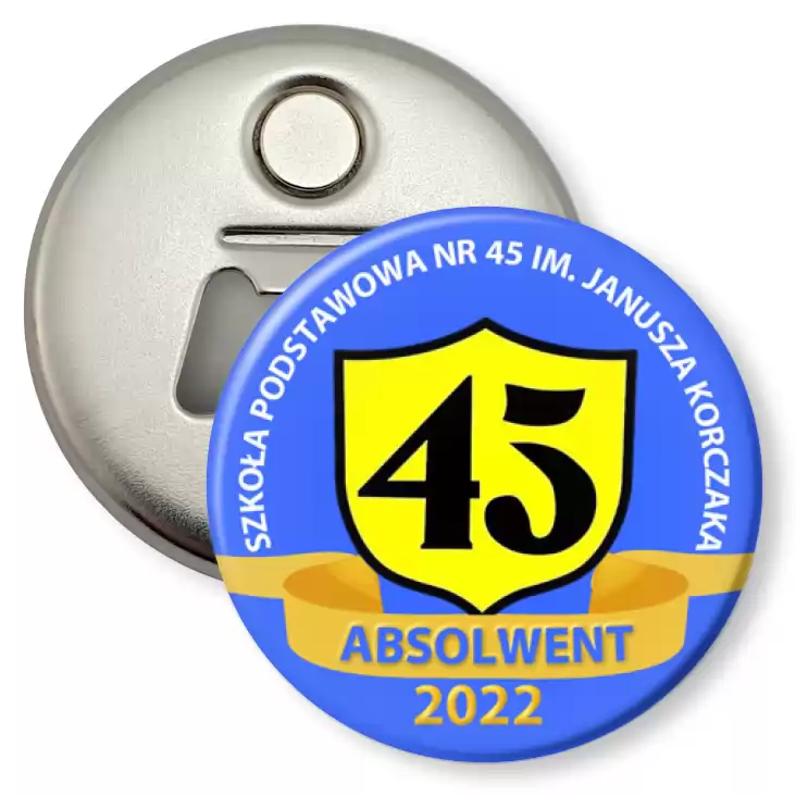 przypinka otwieracz-magnes Absolwent SP 45 w Sosnowcu