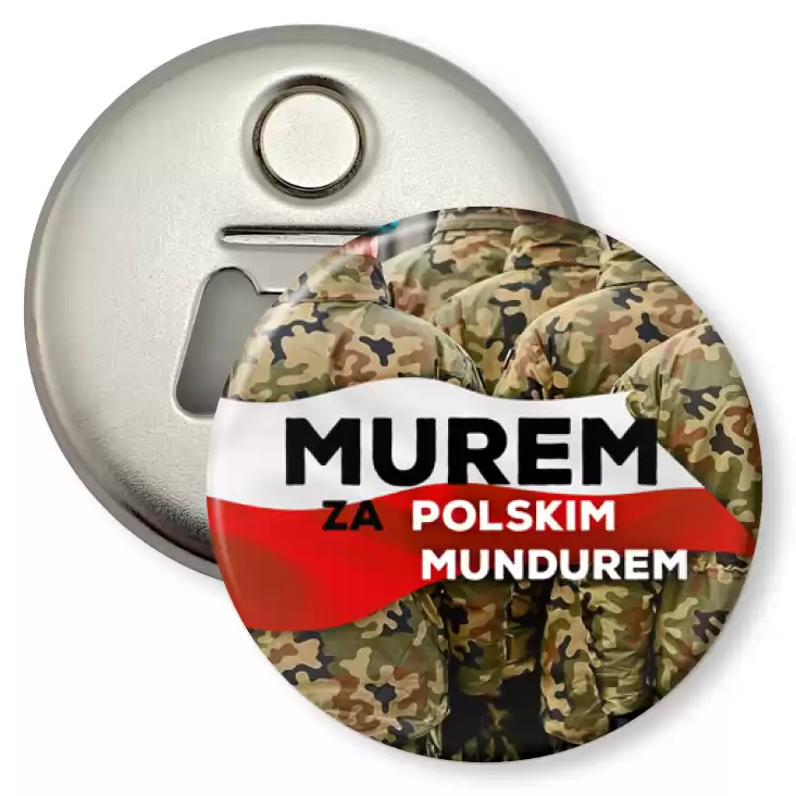 przypinka otwieracz-magnes Akcja Murem za polskim mundurem