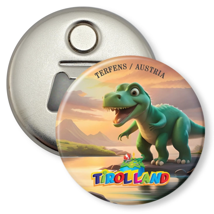 przypinka otwieracz-magnes Bajkowy tyranozaur Tirolland