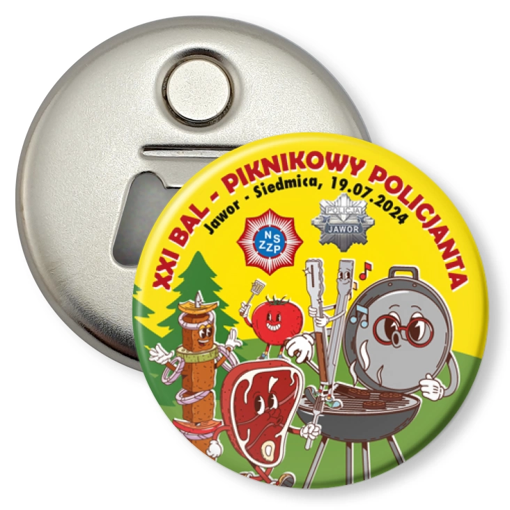 przypinka otwieracz-magnes Bal Piknikowy Policjanta 2024