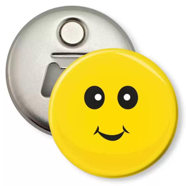 przypinka otwieracz-magnes Buźka uśmiechnięta żółty emotikon