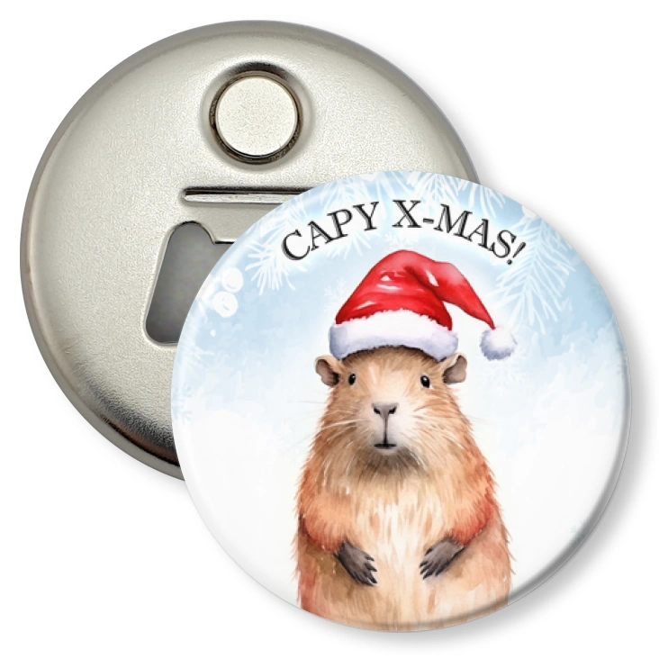 przypinka otwieracz-magnes Capy x-mas