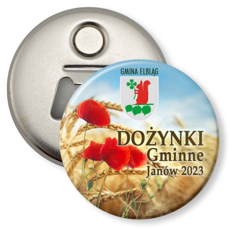 przypinka otwieracz-magnes Dożynki Gmina Elbląg