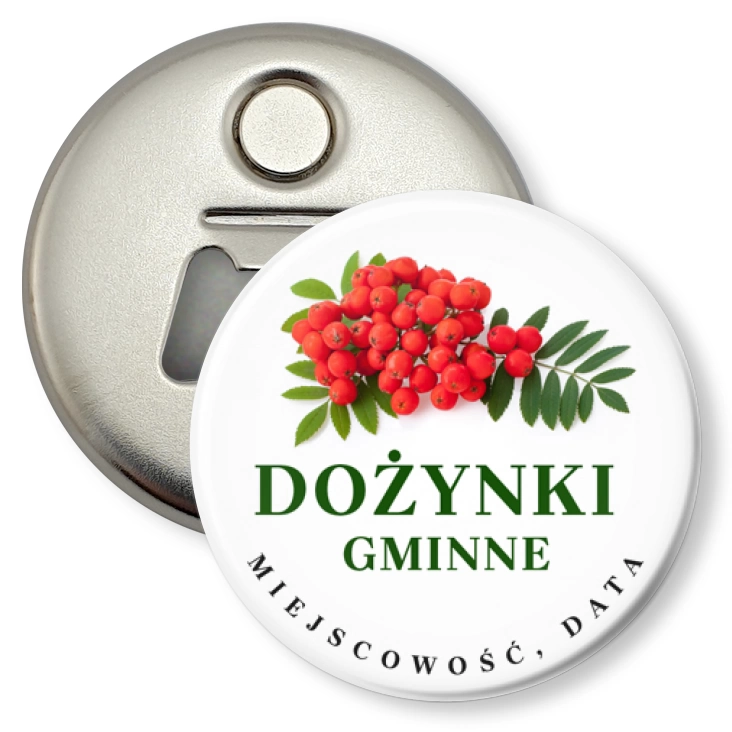 przypinka otwieracz-magnes Dożynki Gminne jarzębina