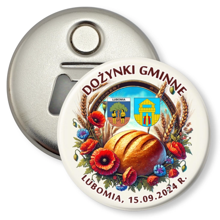 przypinka otwieracz-magnes Dożynki Gminne Lubomia 2024