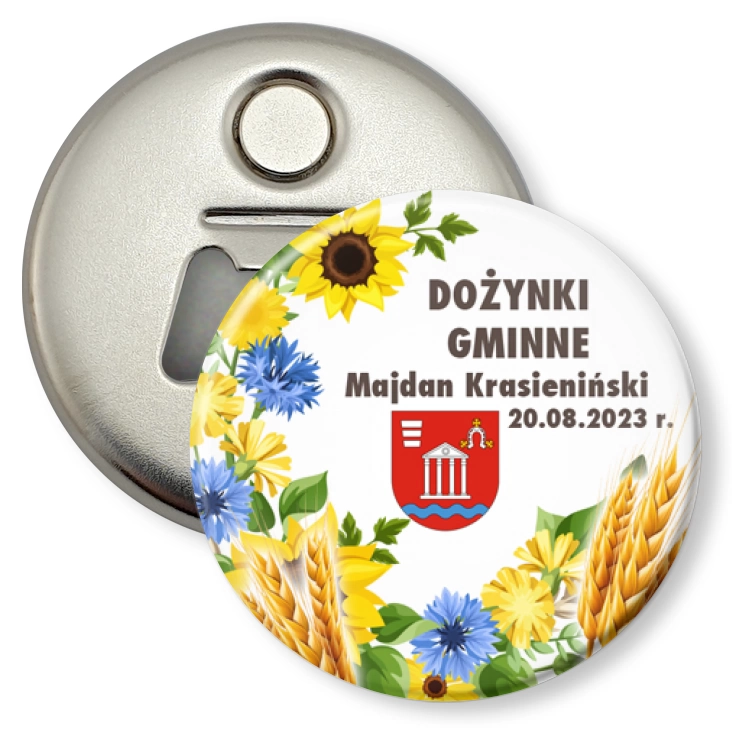przypinka otwieracz-magnes Dożynki Gminne Majdan Krasieniński 2023