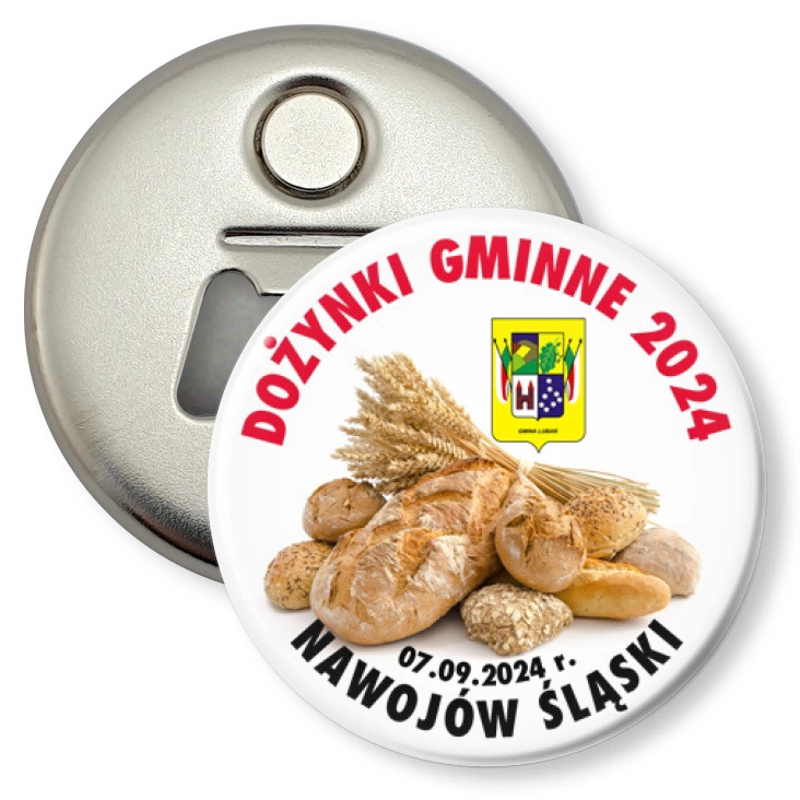 przypinka otwieracz-magnes Dożynki Gminne Nawojów Śląski 2024