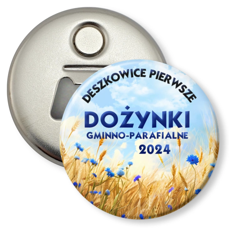 przypinka otwieracz-magnes Dożynki Gminno-Parafialne Deszkowice Pierwsze 2024