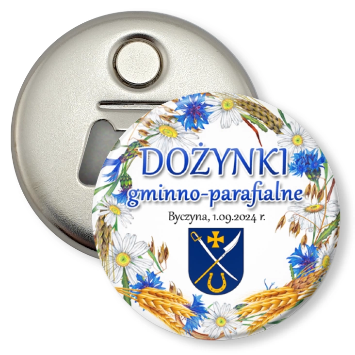 przypinka otwieracz-magnes Dożynki gminno-parafialne Gmina Dobre 2024