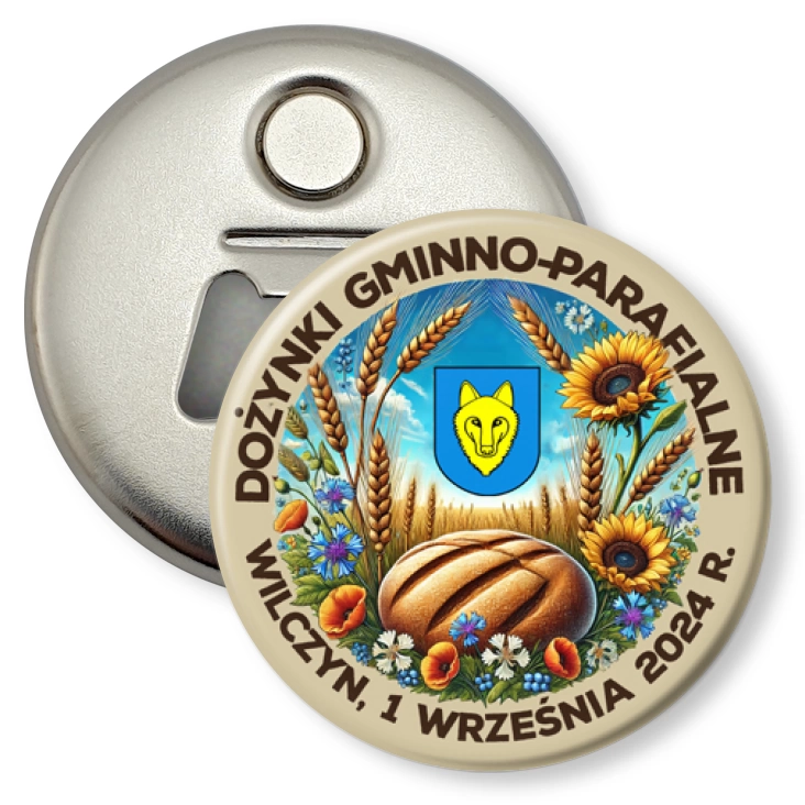 przypinka otwieracz-magnes Dożynki Gminno-Parafialne Wilczyn 2024