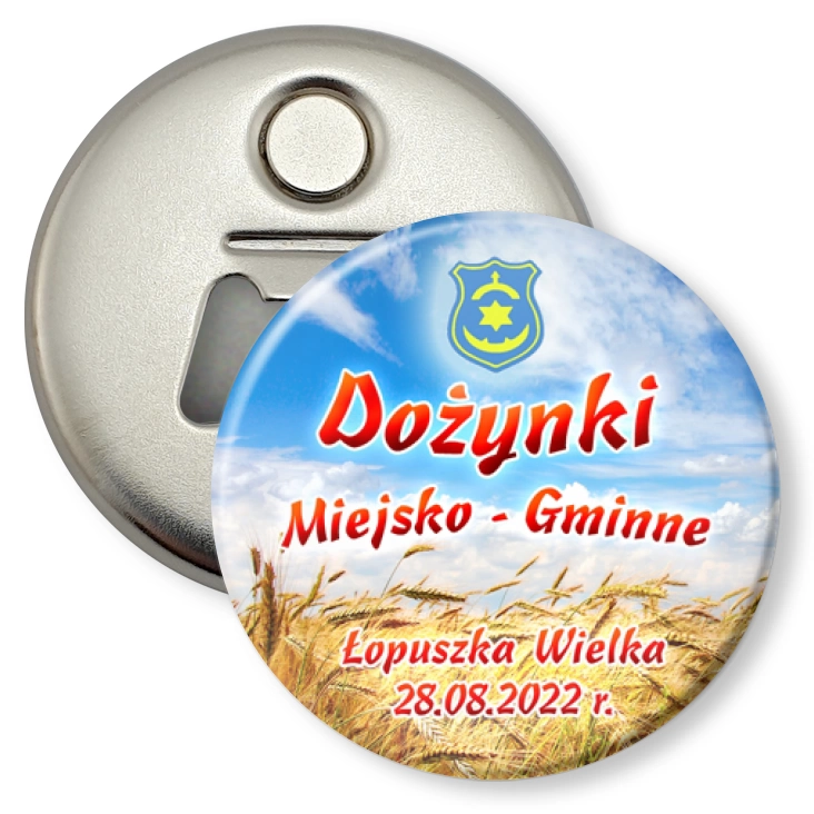 przypinka otwieracz-magnes Dożynki Łopuszka Wielka