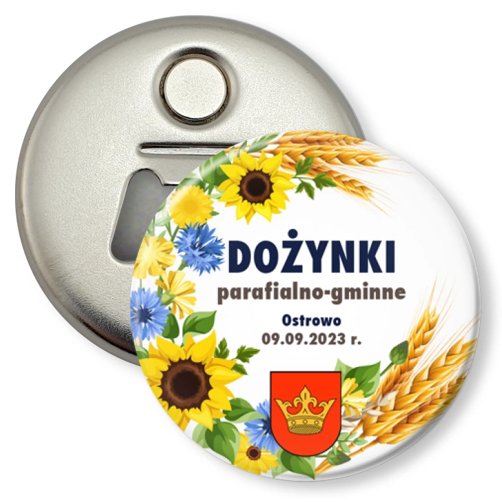 przypinka otwieracz-magnes Dożynki parafialno-gminne Ostrowo 2023