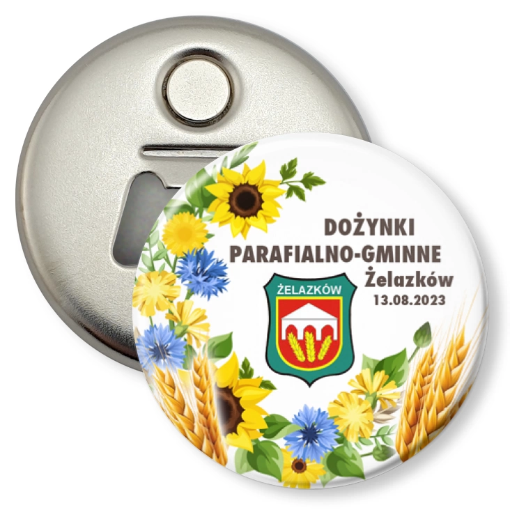 przypinka otwieracz-magnes Dożynki parafialno-gminne Żelazków 2023