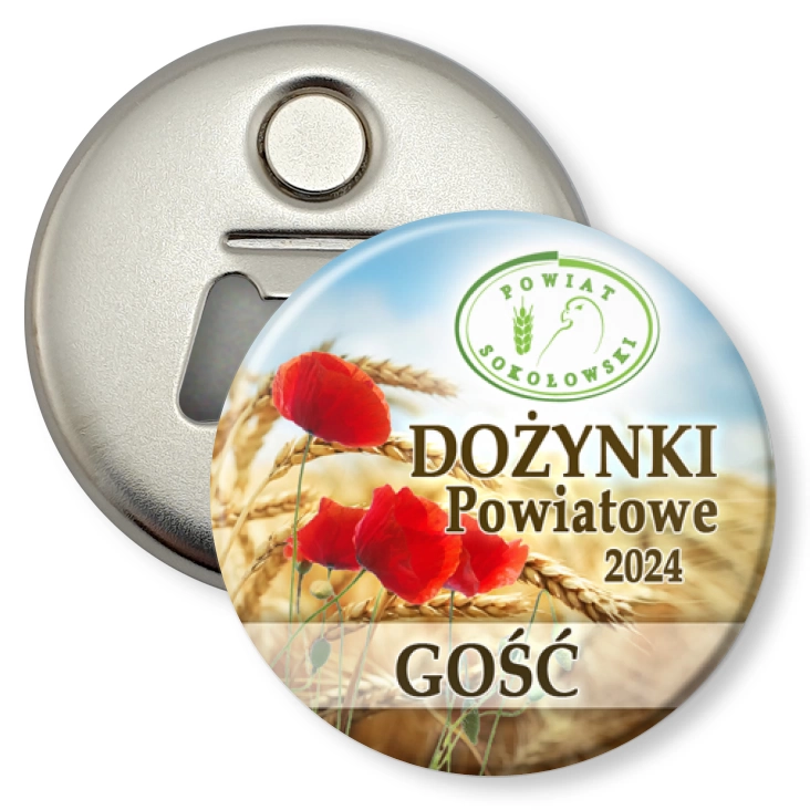 przypinka otwieracz-magnes Dożynki Powiat Sokołowski